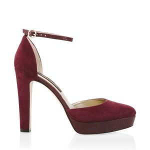 White House Black Market Suede Ankle Strap Platform Heels Size 7
